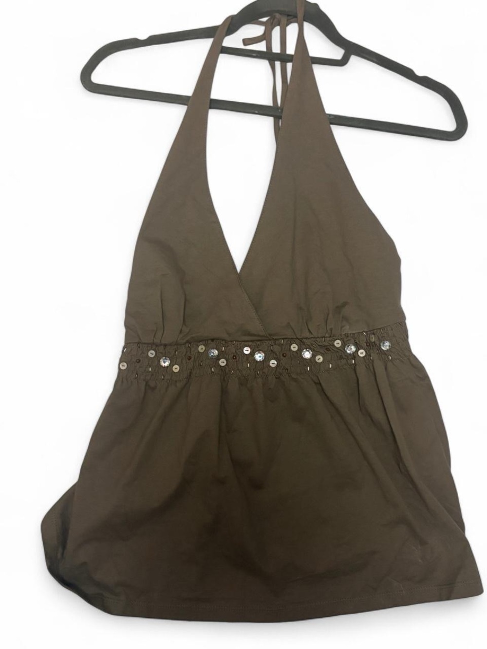 Brown Halter Top with Sequin Waistband
